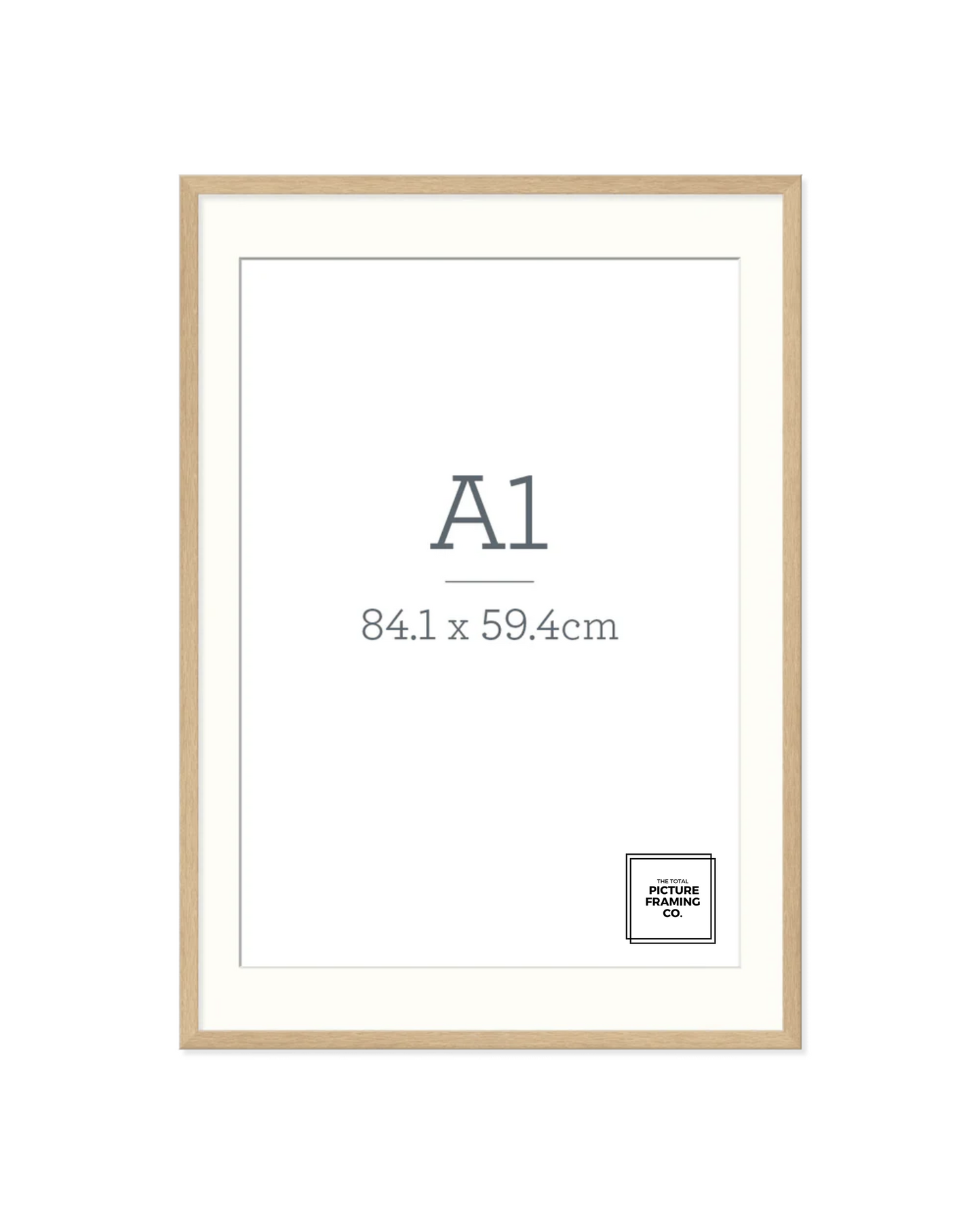 Natural Oak Wooden Picture Frame for A1 Size Artwork