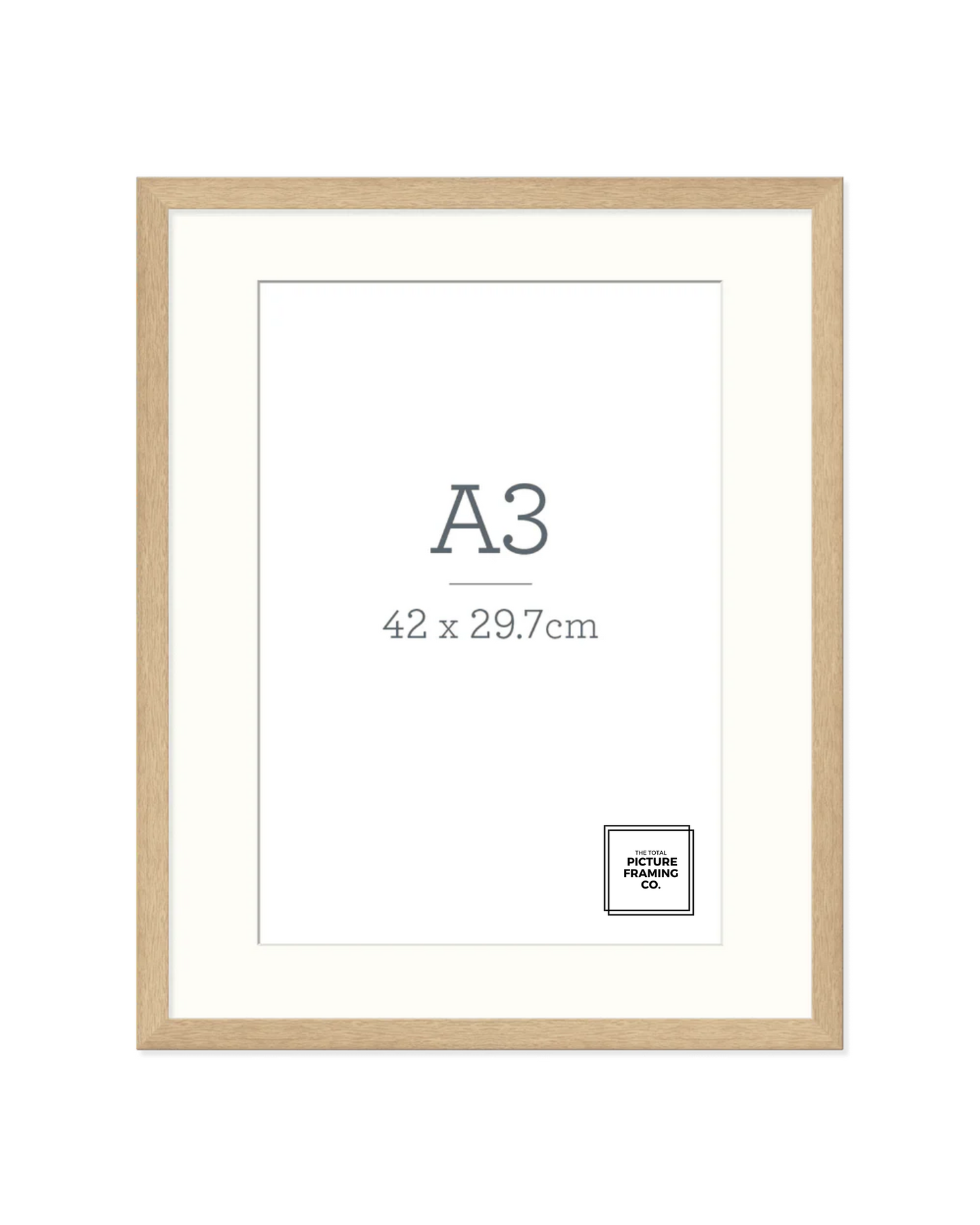 Natural Oak Wooden Picture Frame for A3 Size Artwork