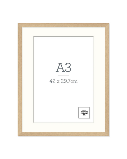 Natural Oak Wooden Picture Frame for A3 Size Artwork