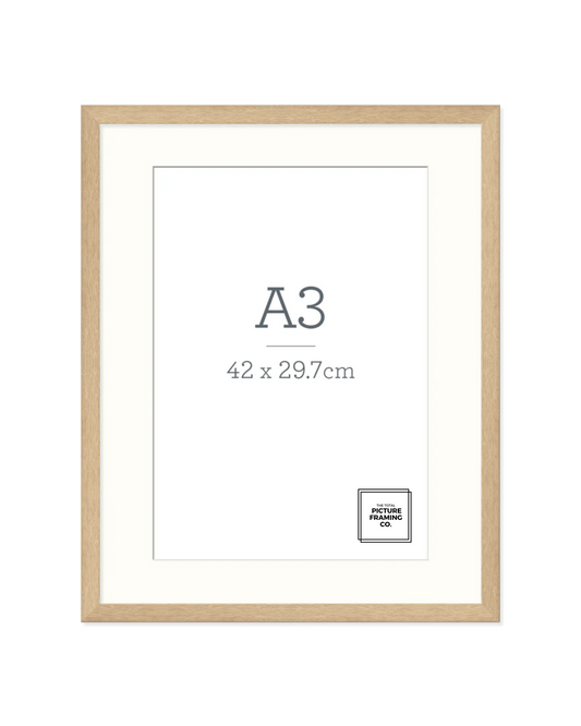 Natural Oak Wooden Picture Frame for A3 Size Artwork