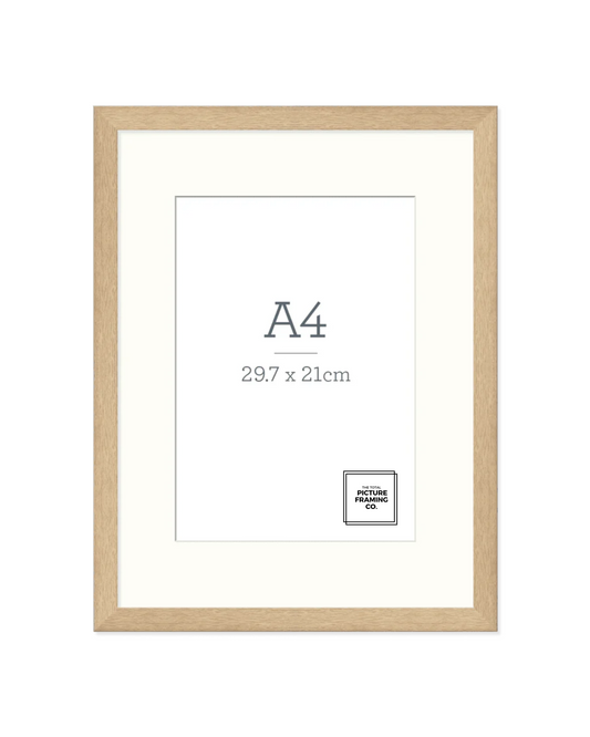 Natural Oak Wooden Picture Frame for A4 Size Artwork